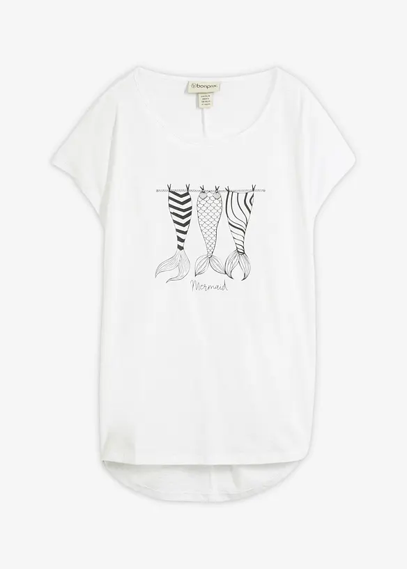 Leichtes Longshirt aus reiner Bio-Baumwolle in weiß von vorne - bonprix