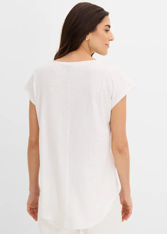 Leichtes Longshirt aus reiner Bio-Baumwolle in weiß von hinten (im Anschnitt) - bonprix