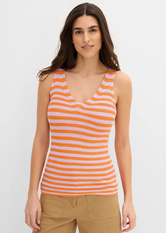 Stricktop aus Viskose-Mix in lila von vorne (im Anschnitt) - bonprix