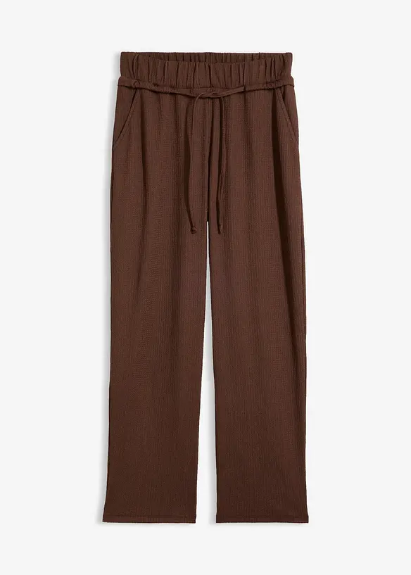 Jersey-Schlupfhose aus strukturiertem Crêpe in braun von vorne - bonprix