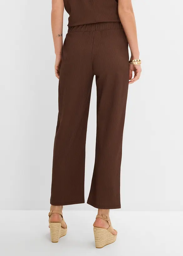 Jersey-Schlupfhose aus strukturiertem Crêpe in braun von hinten - bonprix