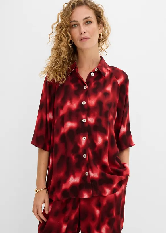 Oversize-Bluse aus strukturierter Viskose in beige von vorne (im Anschnitt) - bonprix Oversize-Bluse aus strukturierter Viskose in beige von vorne (im Anschnitt) - bonprix