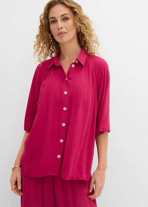 Oversize-Bluse aus strukturierter Viskose in pink von vorne (im Anschnitt) - bonprix Oversize-Bluse aus strukturierter Viskose in pink von vorne (im Anschnitt) - bonprix