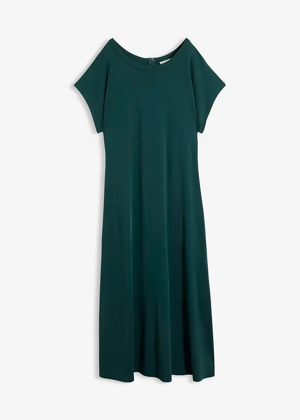 Midikleid aus softem Punto-di-Roma in grün von vorne - bonprix