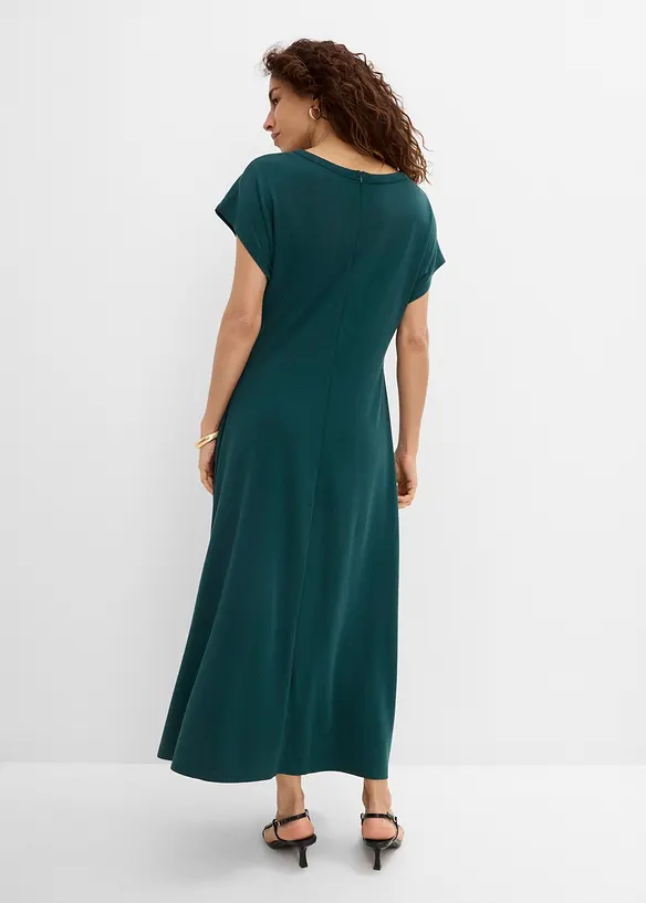 Midikleid aus softem Punto-di-Roma in grün von hinten (Totalaufnahme) - bonprix