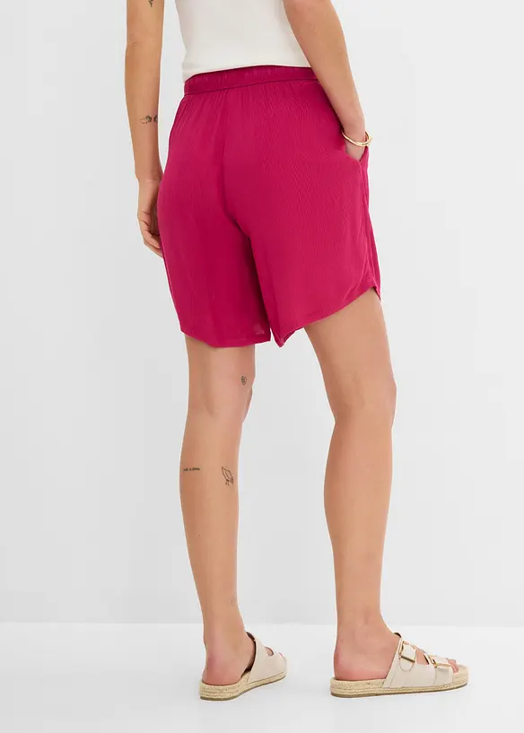 Schlupf-Shorts aus strukturierter Viskose in pink von hinten - bonprix