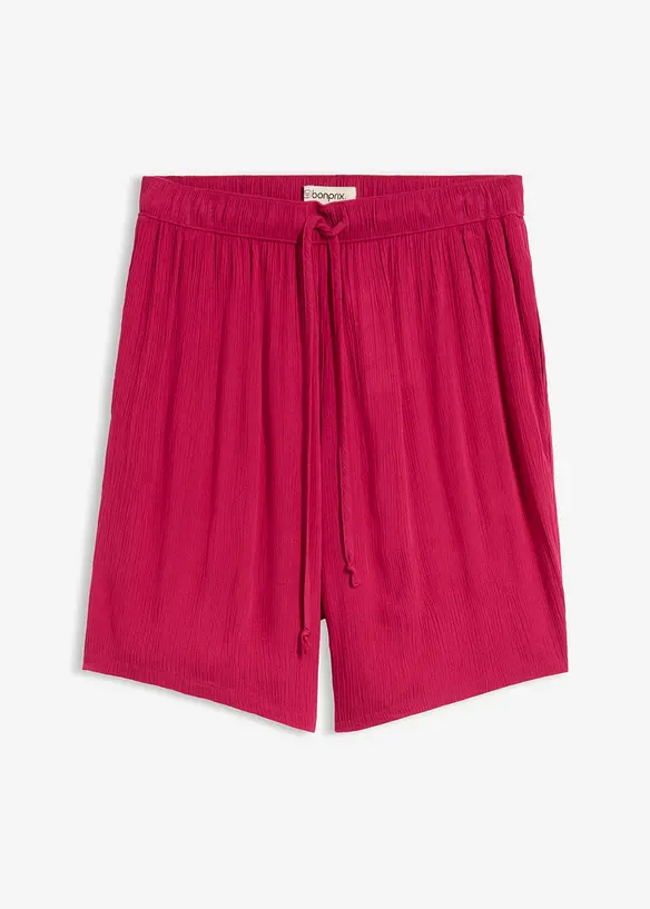 Schlupf-Shorts aus strukturierter Viskose in pink von vorne - bonprix