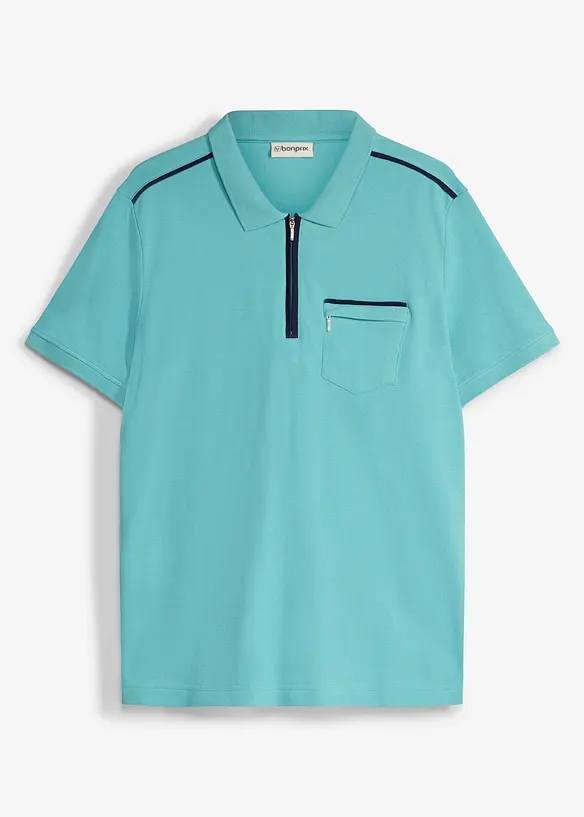 Piqué-Poloshirt aus reiner Bio-Baumwolle in grün von vorne - bonprix