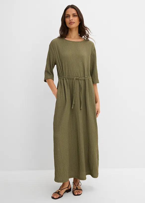 Midikleid aus strukturiertem Material in grün von vorne (Totalaufnahme) - bonprix Midikleid aus strukturiertem Material in grün von vorne (Totalaufnahme) - bonprix