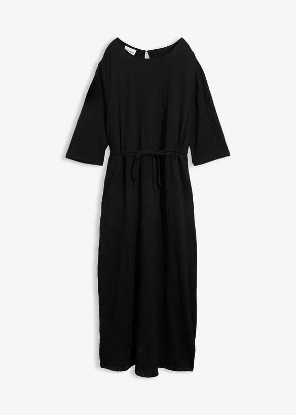 Midikleid aus strukturiertem Material in schwarz von vorne - bonprix Midikleid aus strukturiertem Material in schwarz von vorne - bonprix