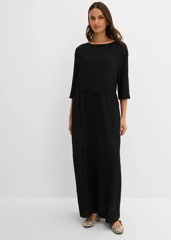 Midikleid aus strukturiertem Material in schwarz von vorne (Totalaufnahme) - bonprix Midikleid aus strukturiertem Material in schwarz von vorne (Totalaufnahme) - bonprix