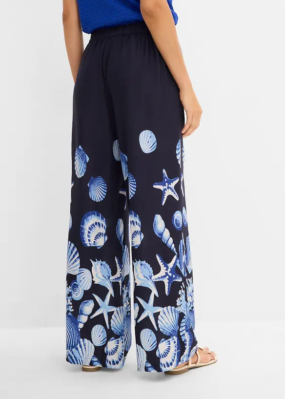 Palazzo-Hose aus fließender Viskose in blau von hinten - bonprix Palazzo-Hose aus fließender Viskose in blau von hinten - bonprix