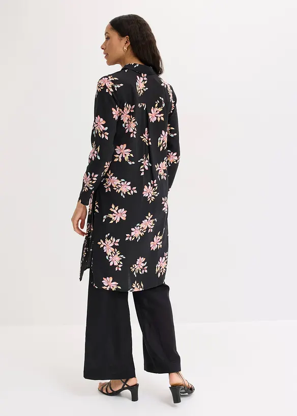 Longbluse aus fließendem Viskose-Mix in schwarz von hinten (im Anschnitt) - bonprix Longbluse aus fließendem Viskose-Mix in schwarz von hinten (im Anschnitt) - bonprix
