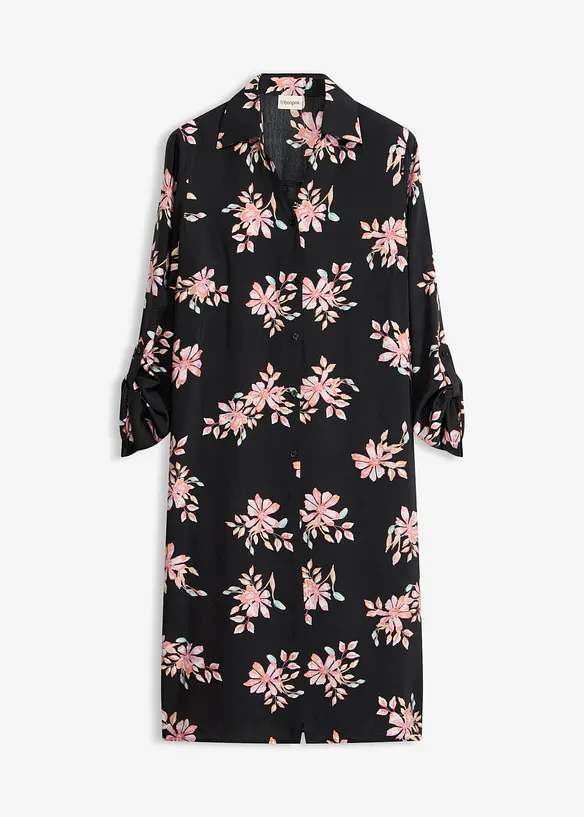 Longbluse aus fließendem Viskose-Mix in schwarz von vorne - bonprix Longbluse aus fließendem Viskose-Mix in schwarz von vorne - bonprix