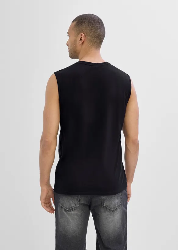 Muskelshirt (2er Pack) aus reiner Bio-Baumwolle in grün von hinten (im Anschnitt) - bonprix