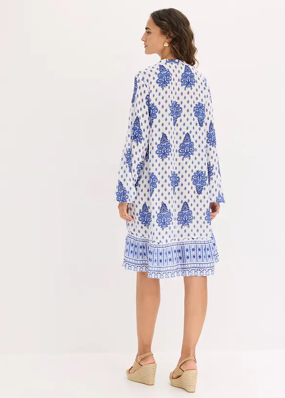 Tunika-Kleid aus strukturierter Viskose in weiß von hinten (Totalaufnahme) - bonprix Tunika-Kleid aus strukturierter Viskose in weiß von hinten (Totalaufnahme) - bonprix