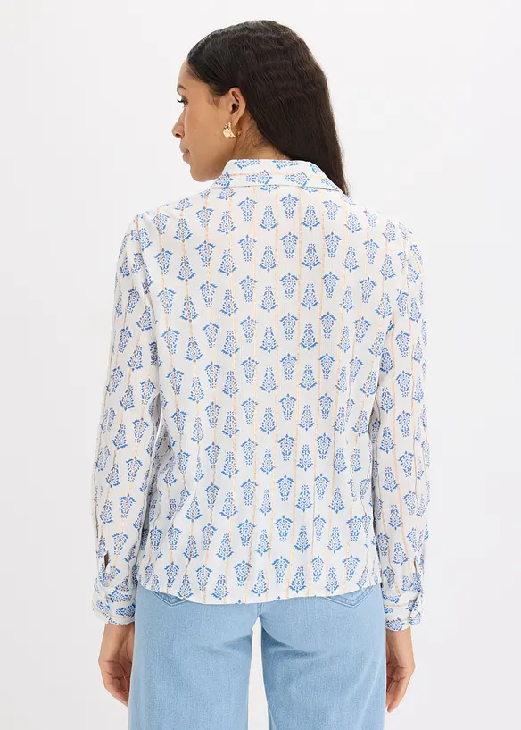 Bluse aus strukturierter Viskose mit Glitzereffekt in weiß von hinten (im Anschnitt) - bonprix