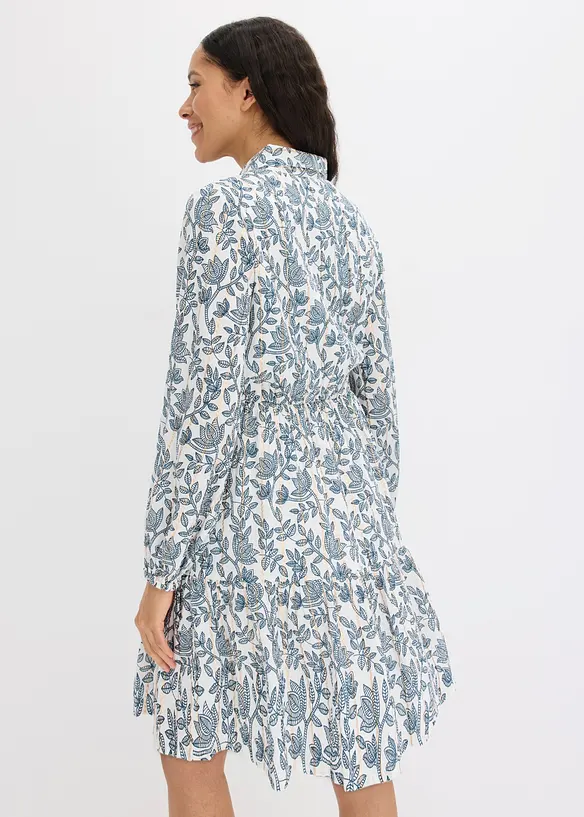 Kleid aus strukturierter Viskose mit Glitzereffekt in weiß von hinten (Totalaufnahme) - bonprix