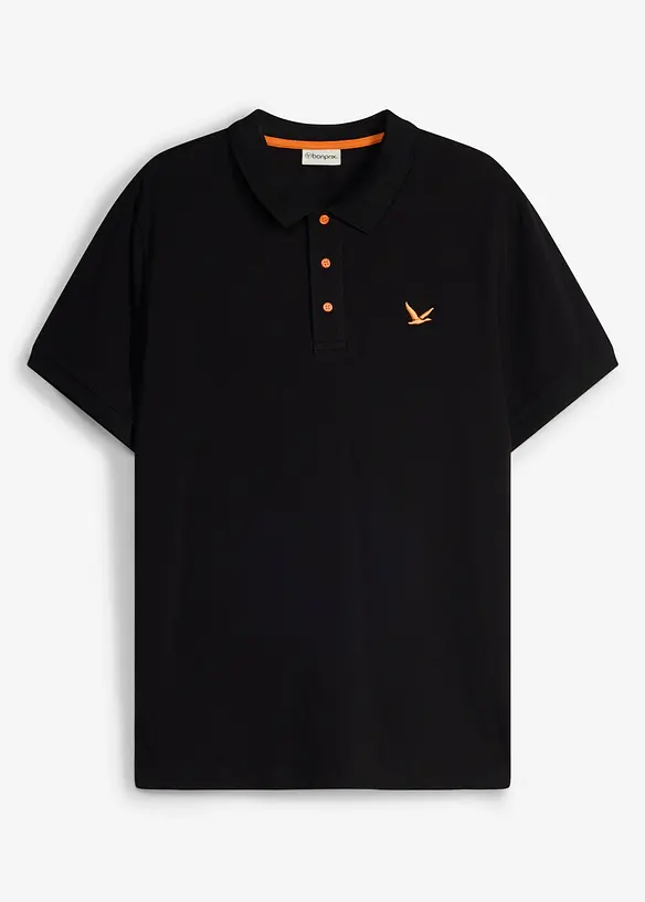 Poloshirt aus robustem Piqué in schwarz von vorne - bonprix