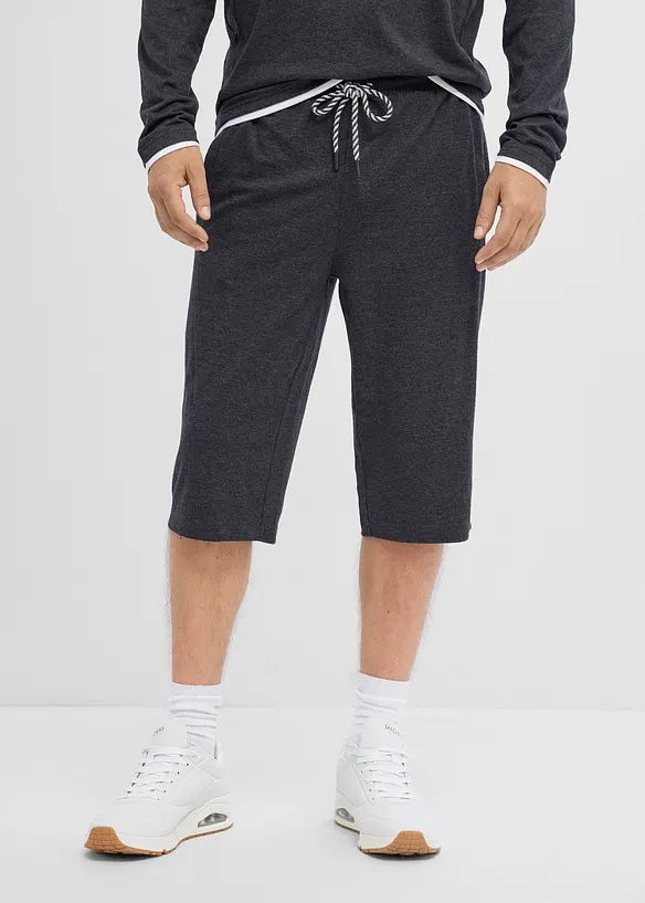 Jersey-Longshorts aus Bio-Baumwolle in Regular Fit (2er Pack) in schwarz von vorne - bonprix