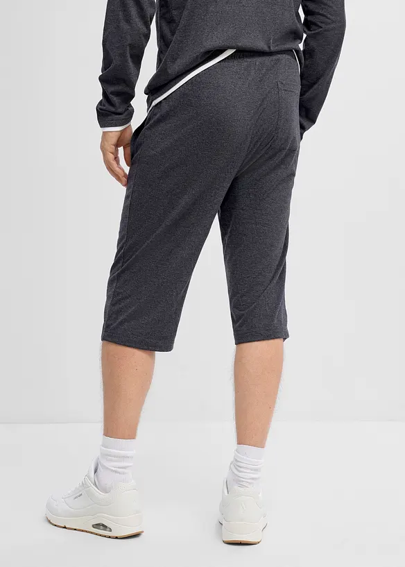 Jersey-Longshorts aus Bio-Baumwolle in Regular Fit (2er Pack) in schwarz von hinten - bonprix