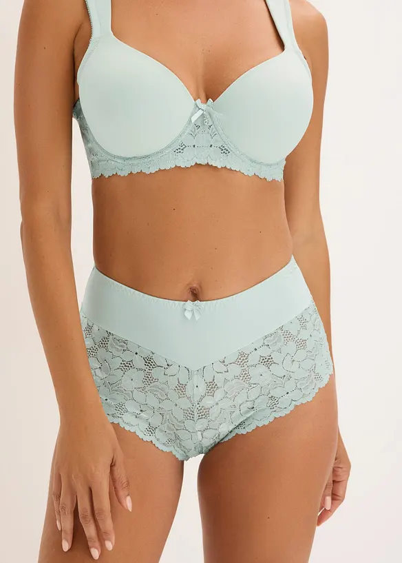 Maxipanty mit Spitze in blau von vorne - bonprix