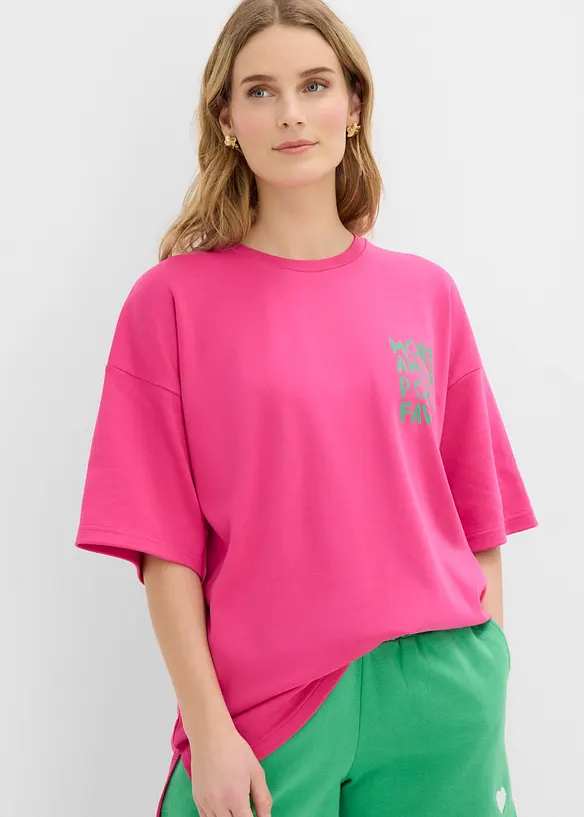 Oversize-Shirt aus schwerer Bio-Baumwolle in pink von hinten (im Anschnitt) - bonprix