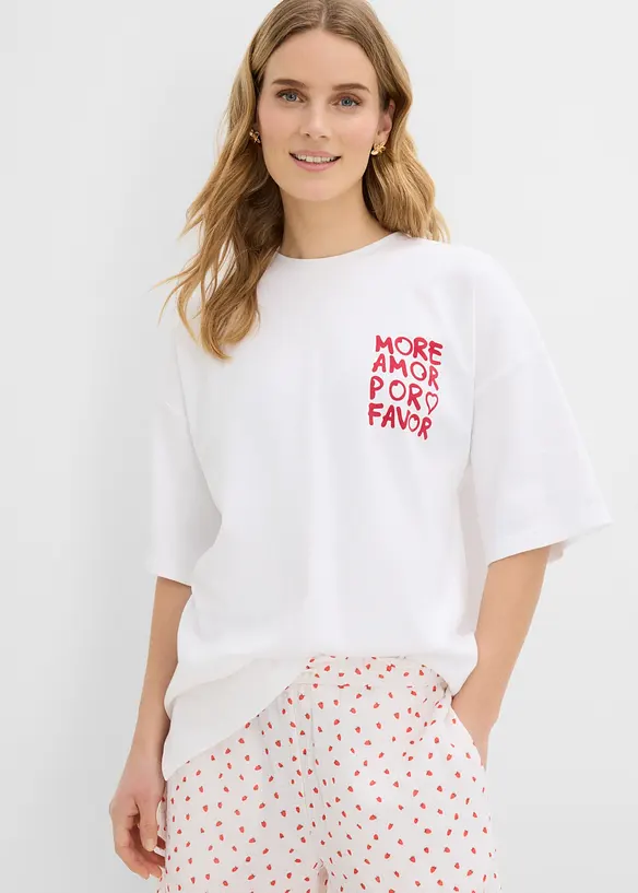 Oversize-Shirt aus schwerer Bio-Baumwolle in rot von hinten (im Anschnitt) - bonprix