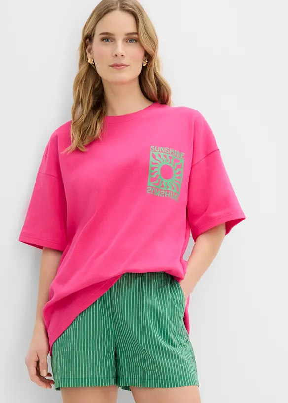 Oversize-Shirt aus schwerer Bio-Baumwolle in pink von hinten (im Anschnitt) - bonprix