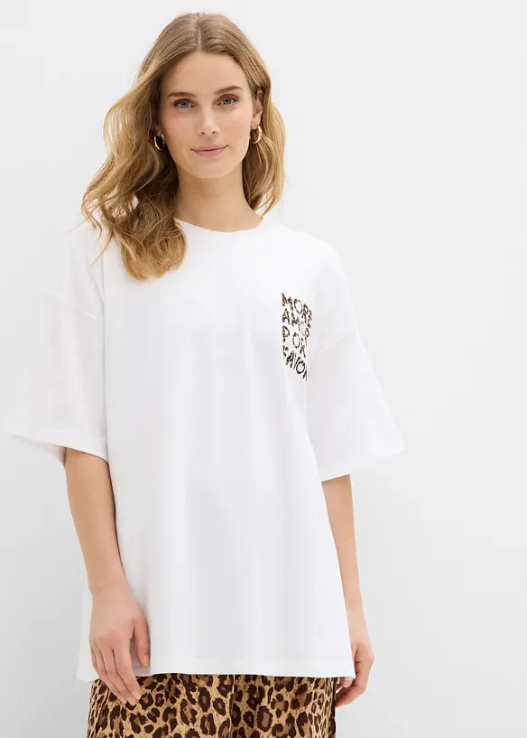 Oversize-Shirt aus schwerer Bio-Baumwolle in weiß von hinten (im Anschnitt) - bonprix