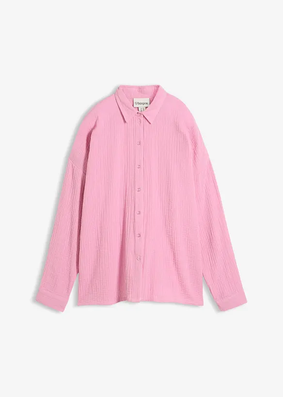 Weite Bluse in Used Optik in rosa von vorne - bonprix