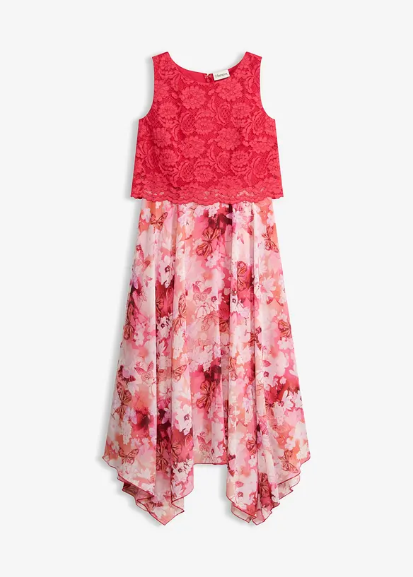 Chiffonkleid mit feiner Spitze in rosa von vorne - bonprix Chiffonkleid mit feiner Spitze in rosa von vorne - bonprix