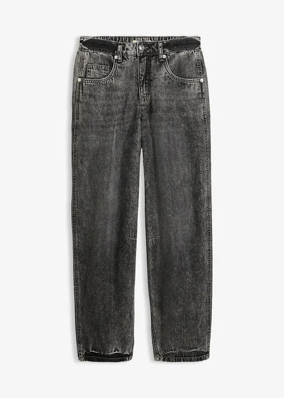 Ballon-Jeans Mid Waist in grau von vorne - bonprix