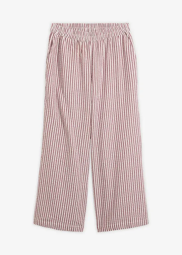 7/8-Seersucker-Palazzo-Hose aus reiner Baumwolle in rot von vorne - bonprix 7/8-Seersucker-Palazzo-Hose aus reiner Baumwolle in rot von vorne - bonprix