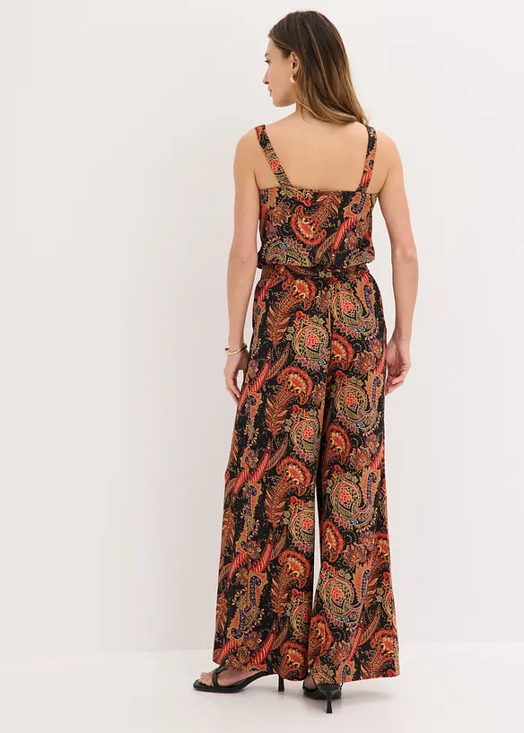 Jersey-Jumpsuit aus softem Viskose-Mix in schwarz von hinten (Totalaufnahme) - bonprix