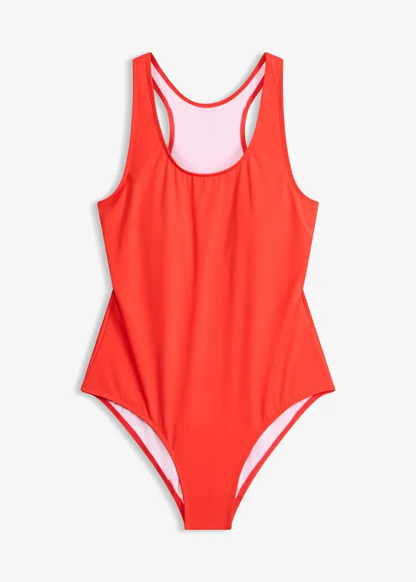 Schnelltrocknender Badeanzug mit Racerback in rot von vorne - bonprix