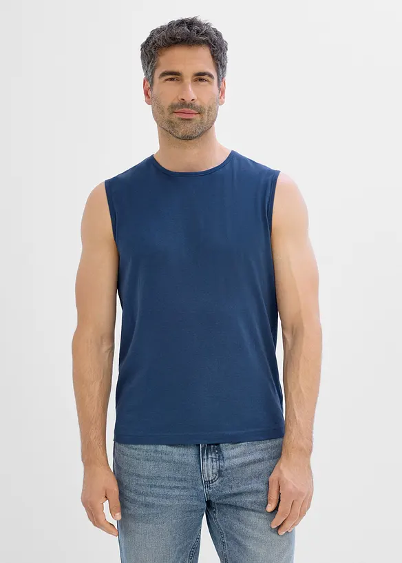 Muskelshirt (3er Pack) in blau von vorne (im Anschnitt) - bonprix Muskelshirt (3er Pack) in blau von vorne (im Anschnitt) - bonprix