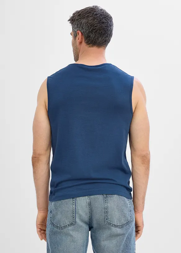 Muskelshirt (3er Pack) in blau von hinten (im Anschnitt) - bonprix Muskelshirt (3er Pack) in blau von hinten (im Anschnitt) - bonprix
