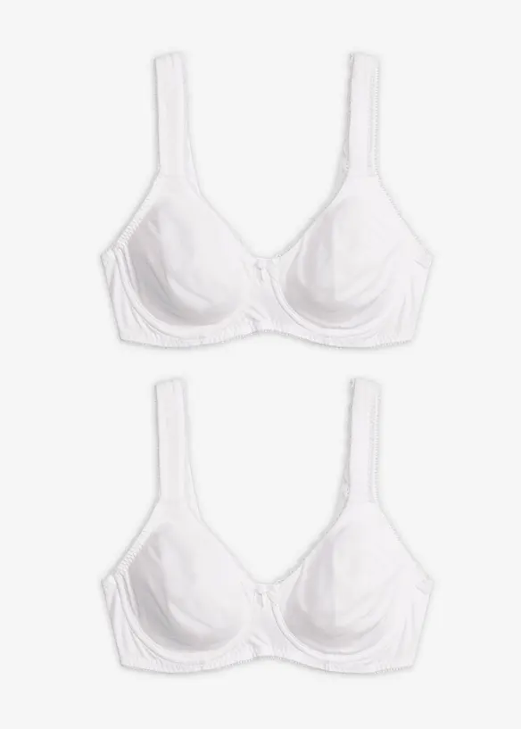 Minimizer T-Shirt-BH mit Bügel mit Bio-Baumwolle (2er Pack) in weiß von vorne - bonprix
