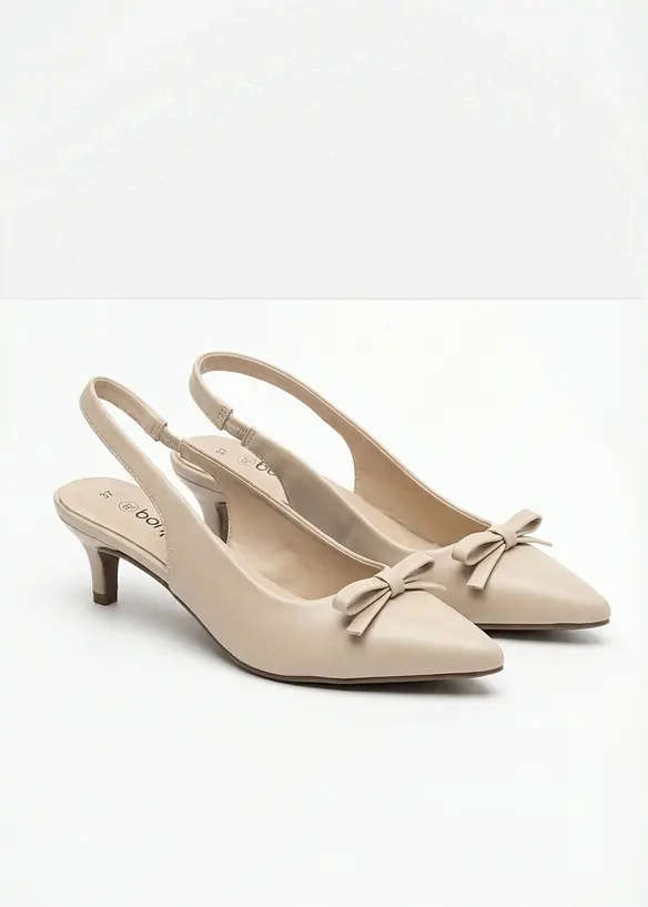 Slingpumps mit Schleife in beige - bonprix
