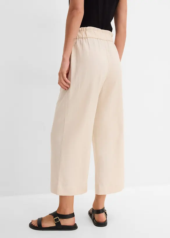Leinen-Culotte, wadenlang in beige von hinten - bonprix