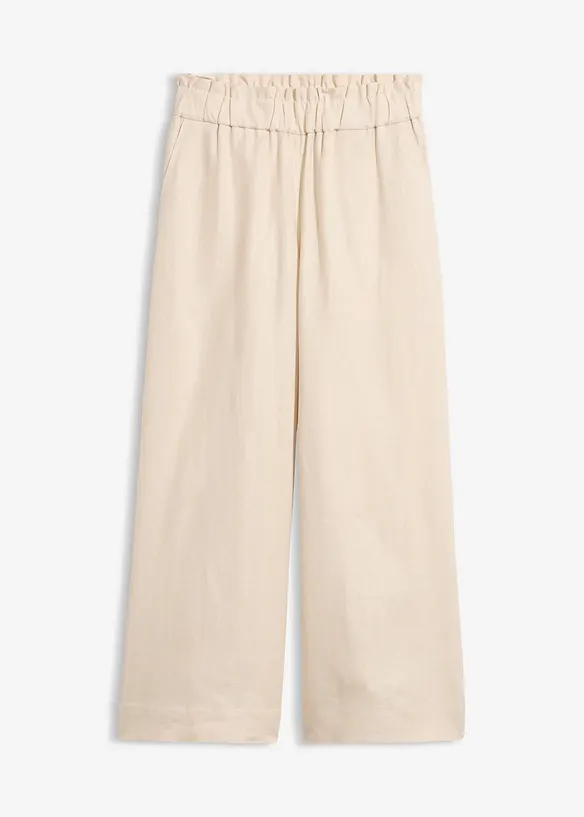 Leinen-Culotte, wadenlang in beige von vorne - bonprix