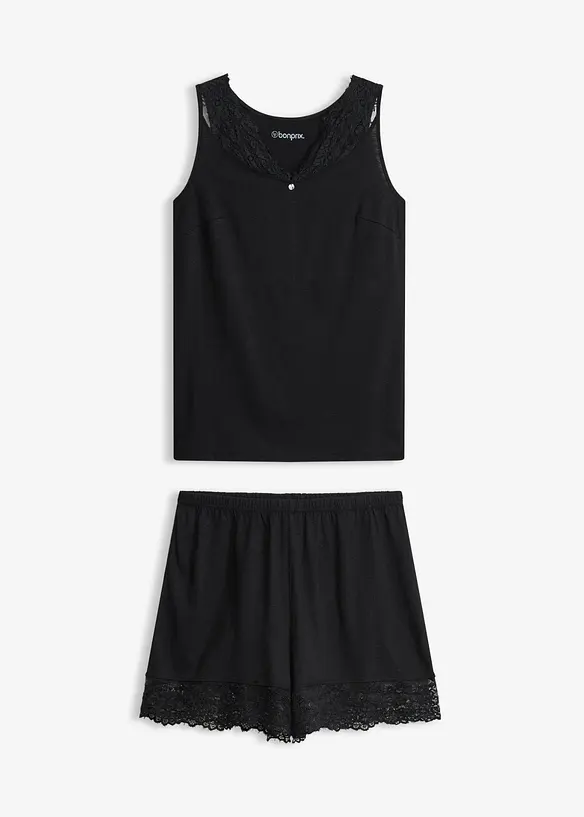 Shorty aus softem Viskose-Mix in schwarz von vorne - bonprix