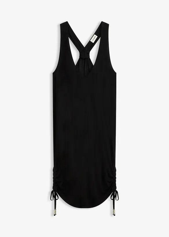Strandkleid aus feiner Viskose in schwarz von vorne - bonprix