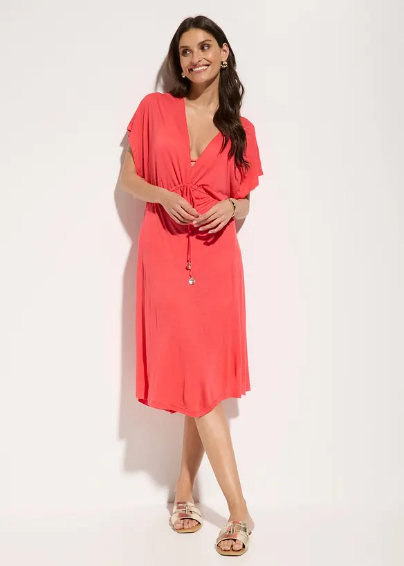 Strandkleid aus softer Viskose in pink von vorne (Totalaufnahme) - bonprix Strandkleid aus softer Viskose in pink von vorne (Totalaufnahme) - bonprix