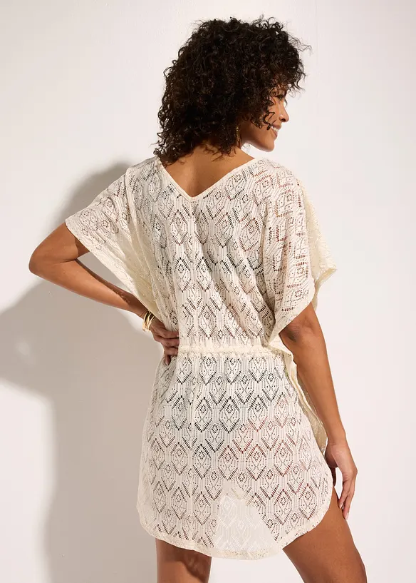 Transparente Strandtunika aus Spitze in beige von hinten (Totalaufnahme) - bonprix Transparente Strandtunika aus Spitze in beige von hinten (Totalaufnahme) - bonprix