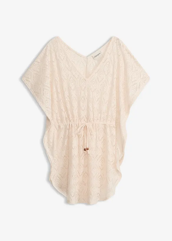 Transparente Strandtunika aus Spitze in beige von vorne - bonprix Transparente Strandtunika aus Spitze in beige von vorne - bonprix