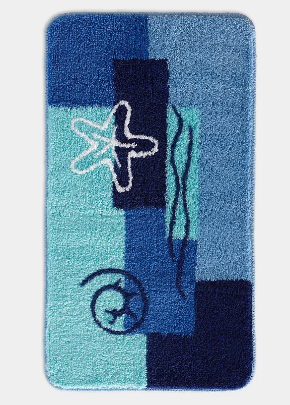 Badematte mit maritimen Motiven in blau - bonprix