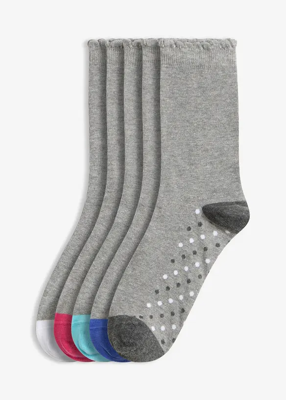 Socken mit Bio-Baumwolle (5er Pack) in grau von vorne - bonprix