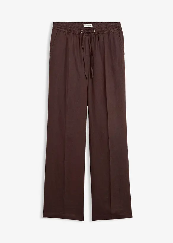 Schlupfhose  aus reinem Leinen in braun von vorne - bonprix